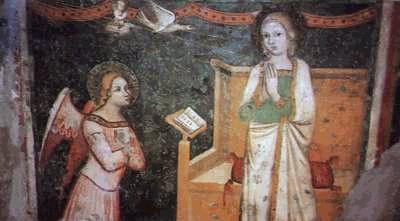 Affresco dell'annunciazione nella chiesa di S. Agostino