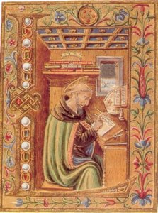 Sant'Agostino in una bella miniatura del Librone a Firenze