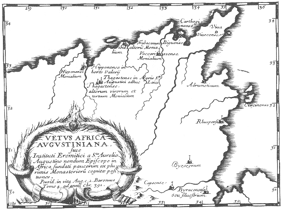 Stampa di Lubin: mappa dei conventi agostiniani in Africa