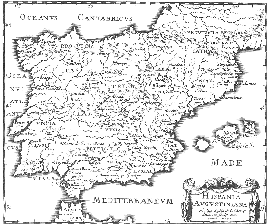 Stampa di Lubin: mappa dei conventi agostiniani in Spagna