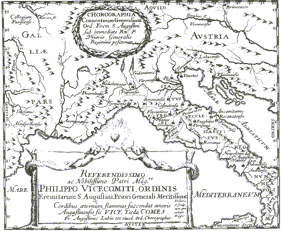 Stampa di Lubin: corografia dei conventi del Priore Generale