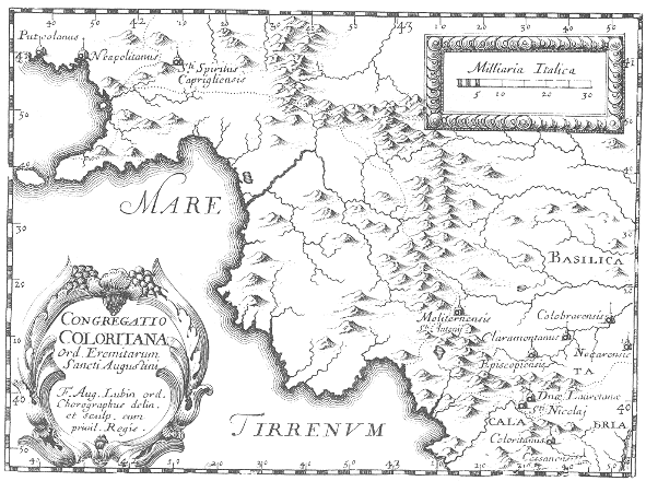 Stampa di Lubin: mappa dei conventi agostiniani nella Congregazione Coloritana