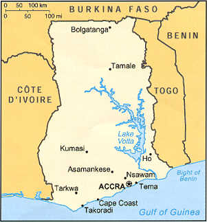 Cartina fisica del Ghana