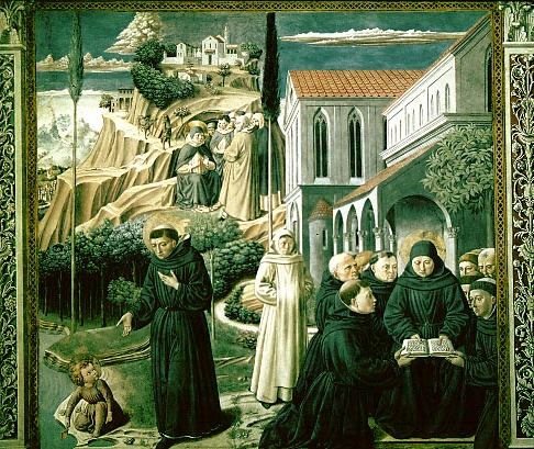 Sant'Agostino e i suoi monaci in un affresco di Benozzo Gozzoli