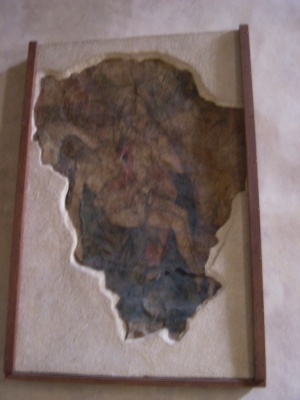 Particolare di un affresco medioevale che raffigura la deposizione di Cristo