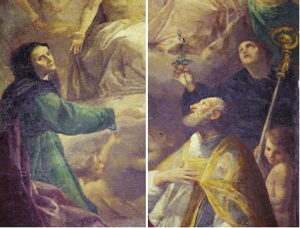 C.G. Ratti, I Santi Agostino e Monica contemplano la Trinità, particolari. Savona, Oratorio del Cristo Risorto, già chiesa della SS. Annunziata.