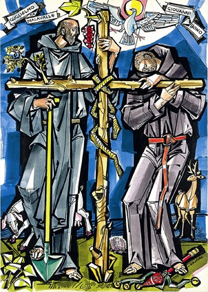S. Guglielmo di Malavalle e Giovanni Bono in una raffigurazione di Jànos Hajnal