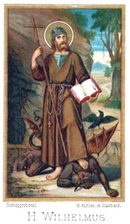 S. Guglielmo di Malavalle in una immagine popolare mentre sconfigge il demonio
