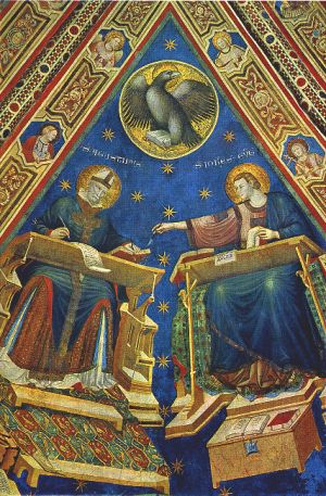 Agostino e san Giovanni: affresco a Tolentino