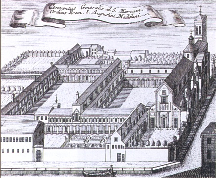 Stampa che raffigura il Convento e la chiesa agostiniani di san Marco a Milano