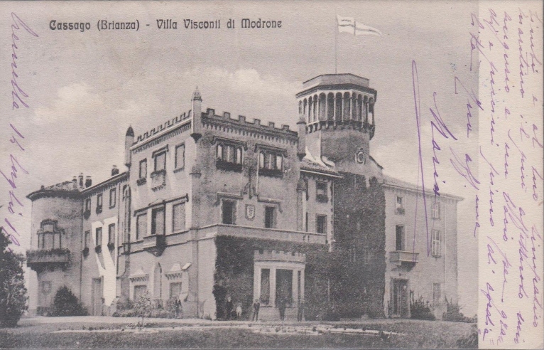 Il Palazzo Pirovano Visconti visto dal giardino. Cartolina viaggiata