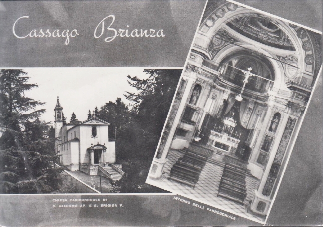 Cartolina di Cassago con la chiesa parrocchiale