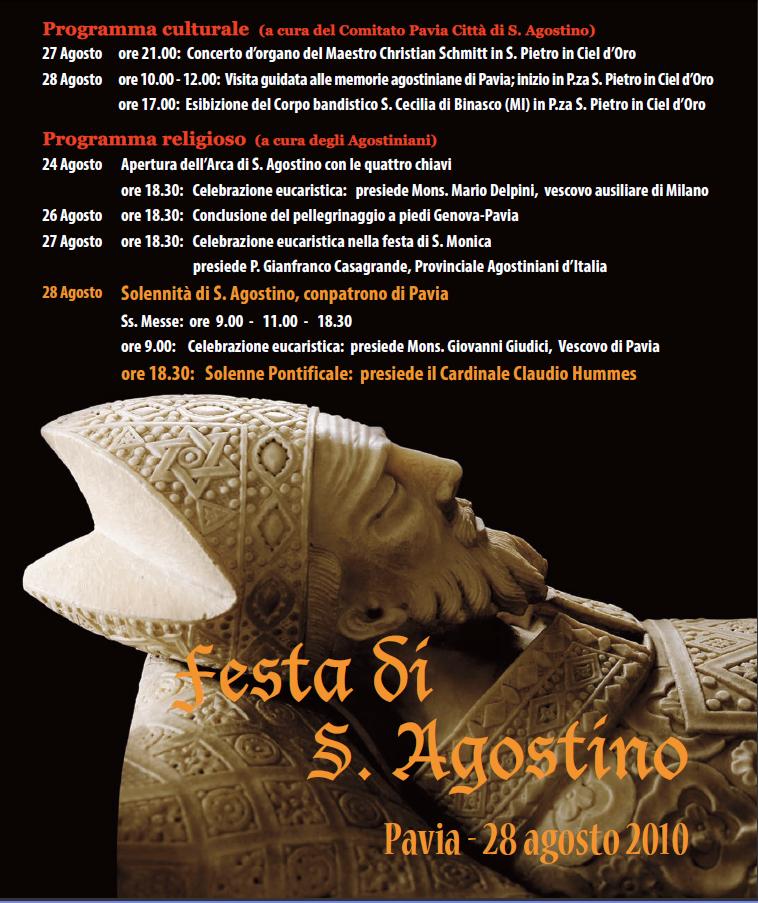 Il manifesto del programma delle celebrazioni agostiniane pavesi