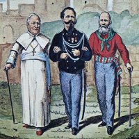 Protagonisti dell'Unità d'Italia in una vignetta