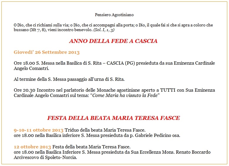 Il programma della giornata a Cassago
