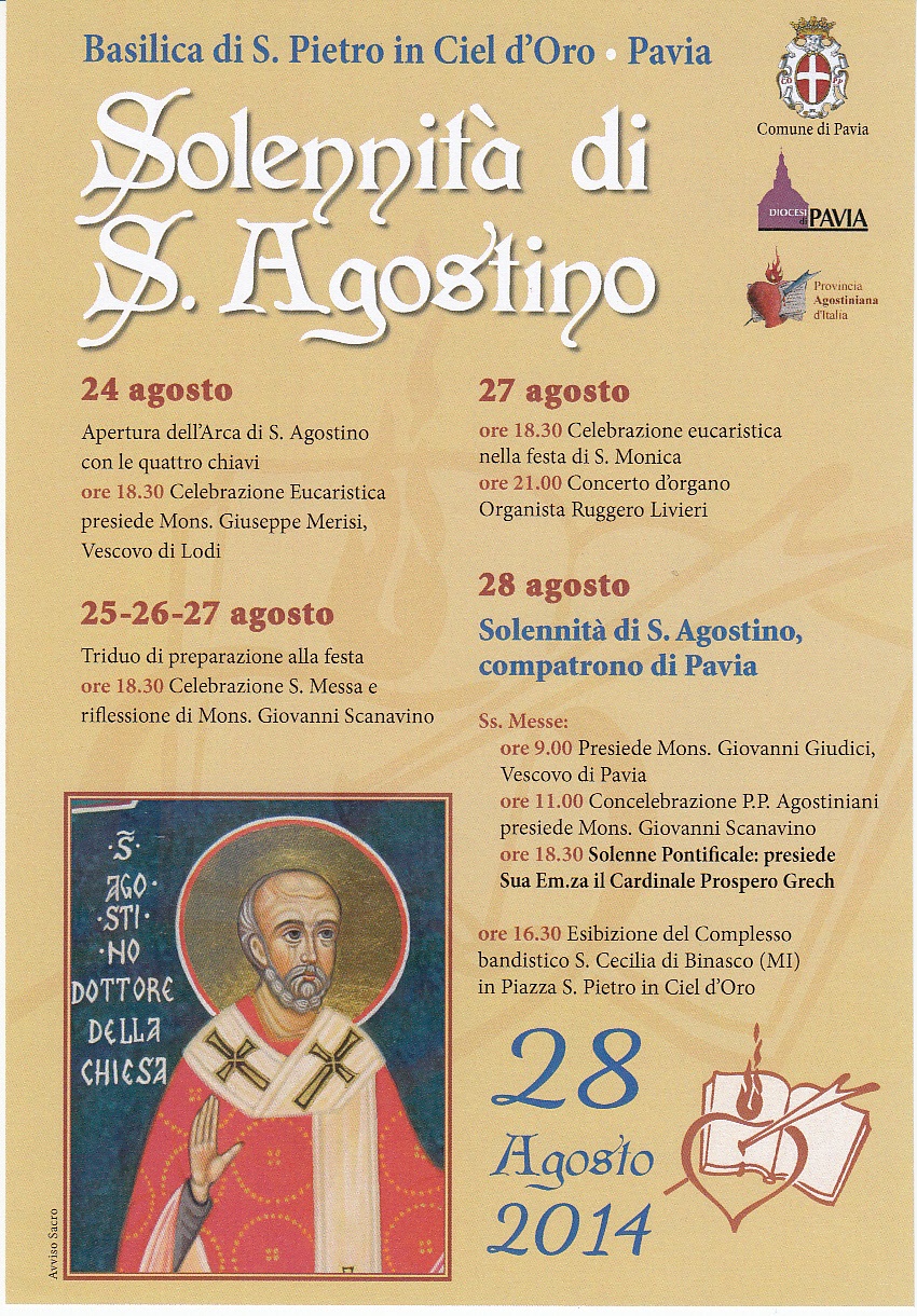 Il manifesto con il programma della Festivit agostiniana a Pavia