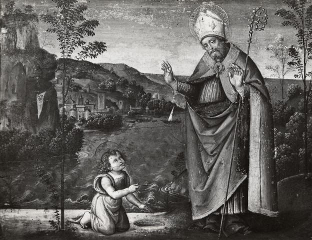 Agostino e il bambino sulla spiaggia