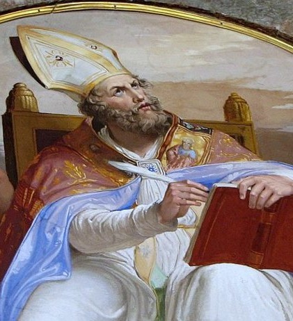 Agostino di Ippona statua di legno nel Santuario di santa Rita a Milano