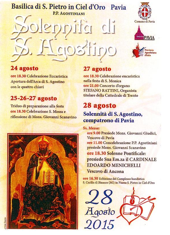 Il manifesto con il programma della Festività agostiniana a Pavia