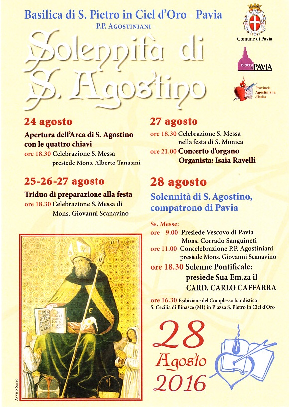Il manifesto con il programma della Festività agostiniana a Pavia
