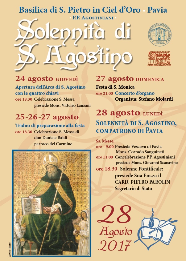 Il manifesto con il programma della Festività agostiniana a Pavia