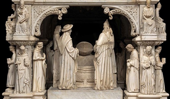 SArca di Sant'Agostino, lato corto di destra, dettaglio, basilica di San Pietro in Ciel d'Oro, Pavia 