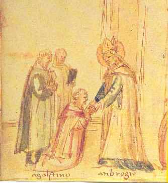 Sant'Agostino viene accolto a Milano da Ambrogio