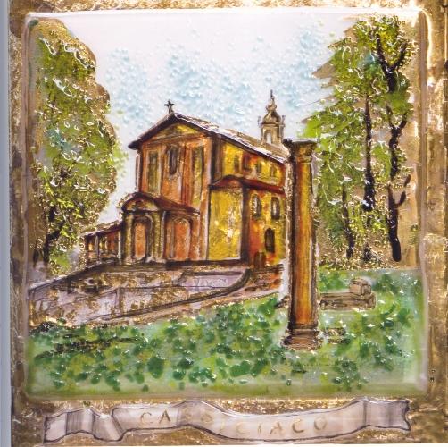  pannello benedetto da papa Benedetto XVI in San Pietro in Ciel d'Oro che raffigura Cassago, l'antico rus Cassiciacum 