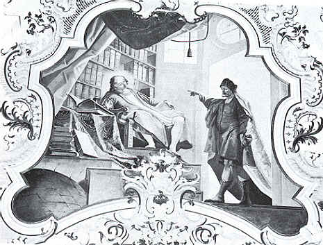 Affresco di Gunther a Rottenbuch che descrive l'incontro di Agostino con Ponticiano